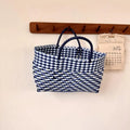 Cute PVC Handbag Weave Bag Large Capacity Bohemian Beach Tote Bag Vacation Style Countryside Holiday Style Vegetable Basket Bag Qme B