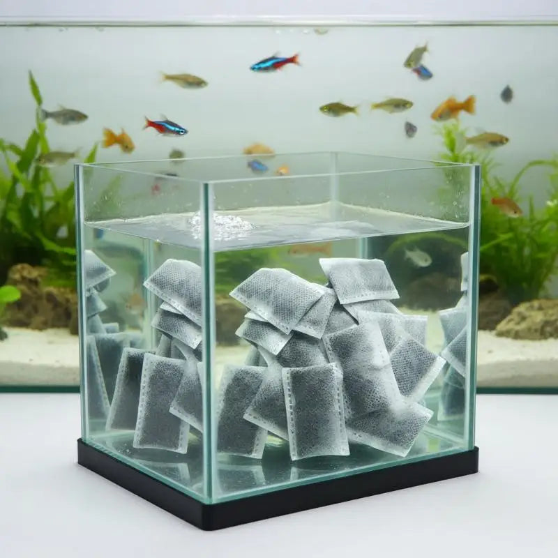 10 20 Aquarium Activated Carbon Bags Fish Tank Filter Media Water Qme