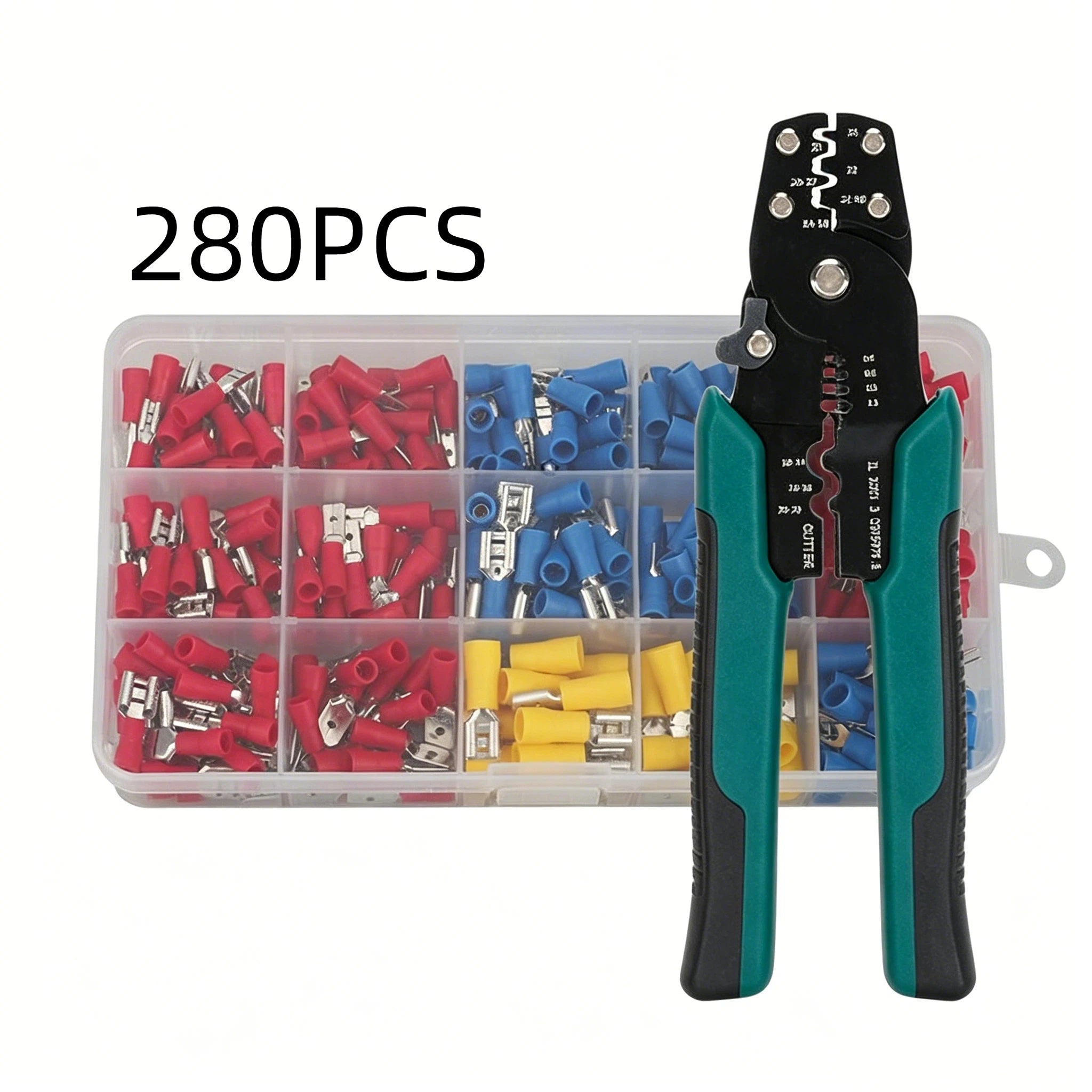 102/280pcs Insulated Terminal Block Set With Crimping Pliers Is Ideal For Home Electrical Repairs And Industrial Wiring Work Qme Black E