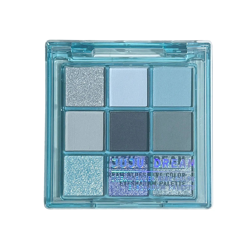 9-Color Blue Eyeshadow Palette Matte Pearlescent Shimmer Shades Qme