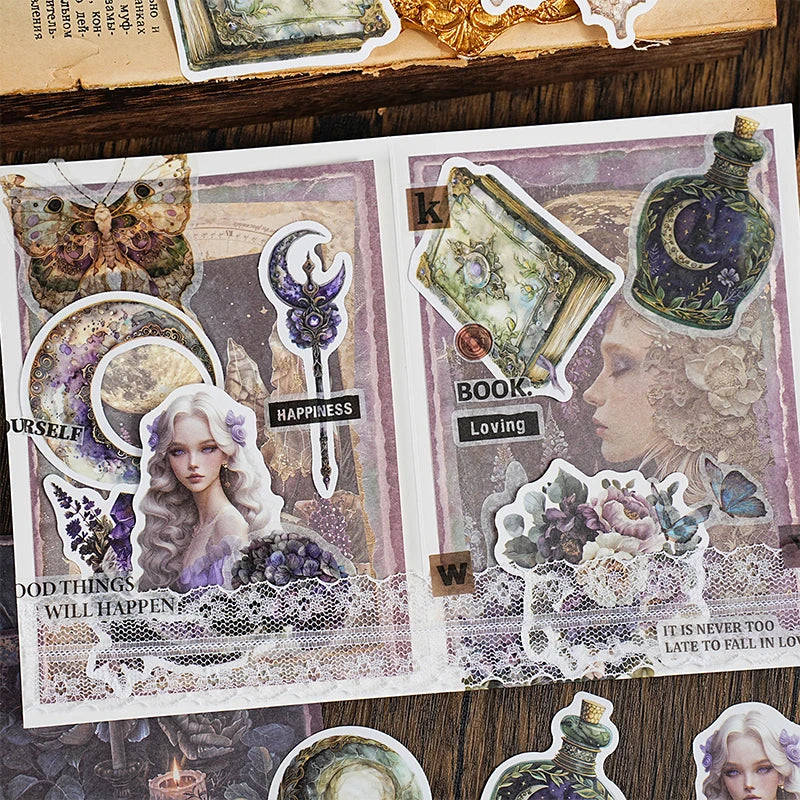 Retro Floral Animal & Figure Sticker Pack, Decor Stickers for Phone Case, Water Cup, Storage Box, Luggage & Photo Frame Qme