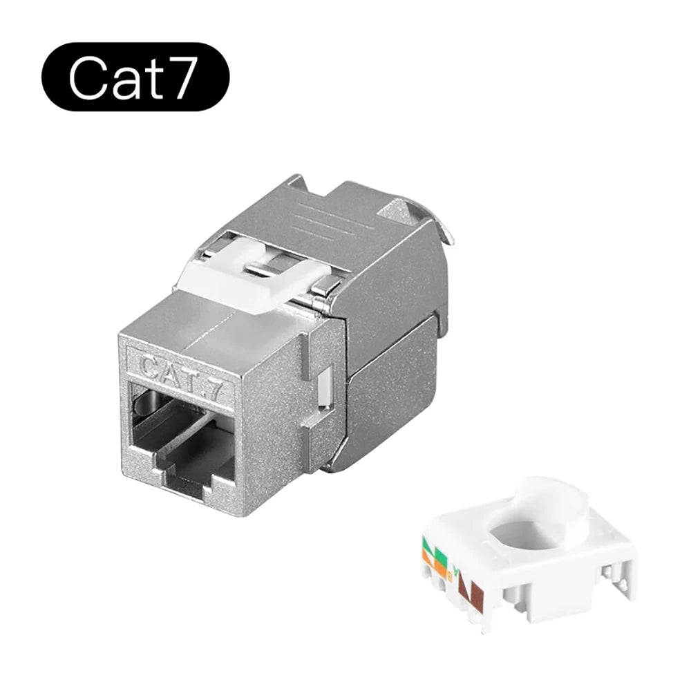 Free Crimping Network Shielded Module CAT6A CAT7 Zinc Alloy Shell RJ45 Keystone Jack Connector Network Insert Tool-Free Coupler Qme CAT 7