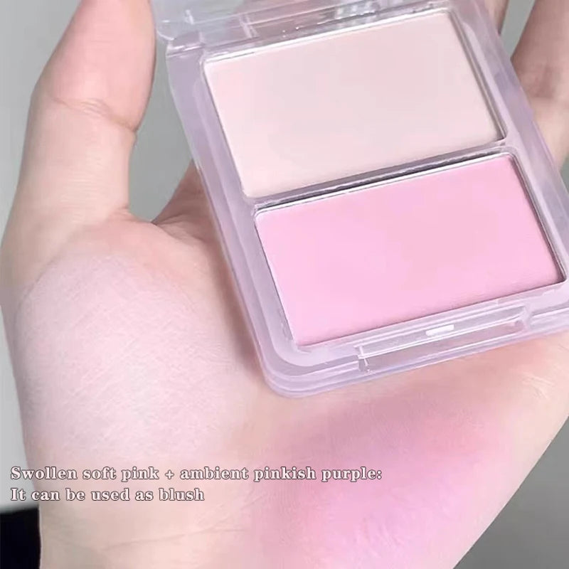 2-in-1 high-gloss contouring, two-tone matte facial brightening, three-dimensional shadow blush palette, Korean-style makeup Qme