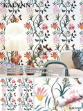 Faux Wood Grating Peel Stick Wallpaper Self Adhesive Wall Stickers Qme Flowers and Birds 2 8mx45cm(26.2FTx17in)