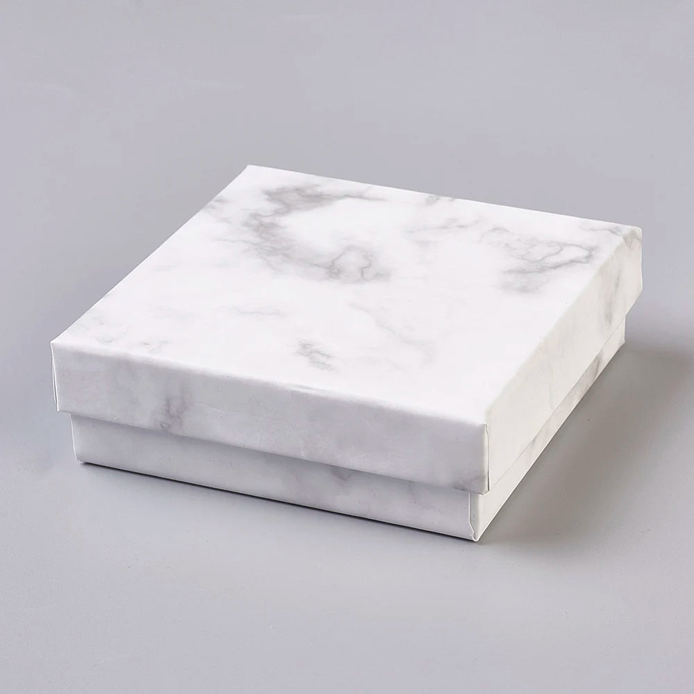 18pcs White Square Paper Cardboard Jewelry Boxes with Black Sponge Mat, 9.1x9.1x2.9cm for Ring Earring Display & Gift Storage Qme Default Title