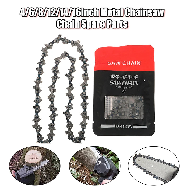 4/6/8/12/14/16 Inch Metal Chainsaw Chain Spare Parts Link Chainsaw Saw Chain Blade For Electric Saw Accessories Wood Cutting. Qme