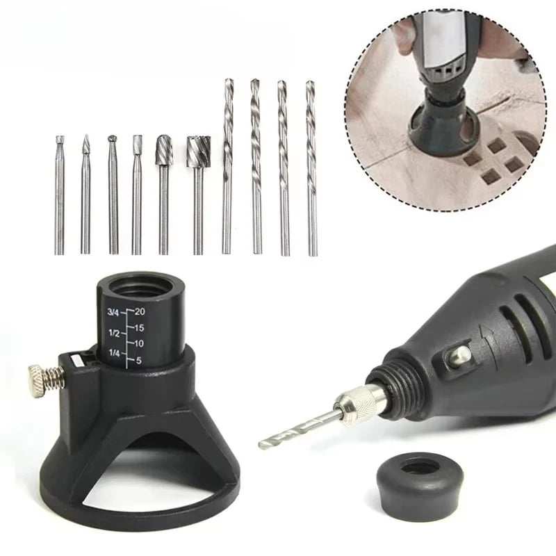 Rotary Router Milling Cutter Guide Attachment Twist Drill Bit Wood Carving Tool Kit Dedicated Locator Woodwork Tool for Dremel Qme