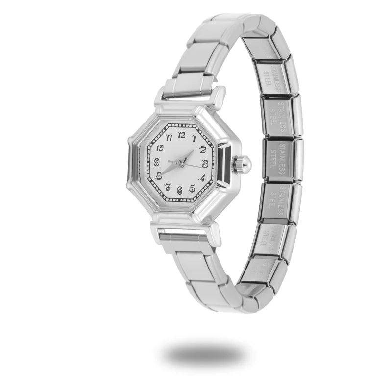 2026 Fashion Women's Men's DIY 9mm Width Italian Elastic Charm Stainless Square Octangle Watch Bracelet Bangle For Birthday Gift Qme Style 38
