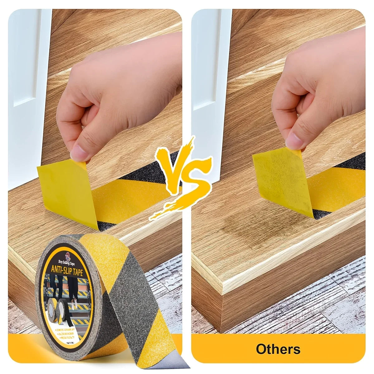 Anti Slip Safety Tape, Used for Anti Slip of Stairs and Steps, Strong Ground Grinding Tape (Yellow/Black) Hazard Warning Tape Qme