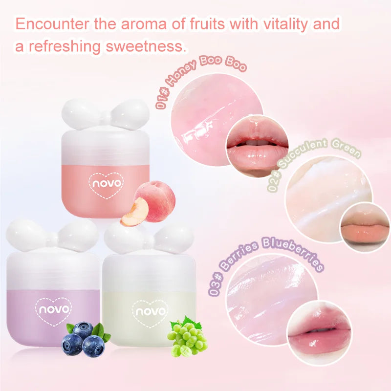 Fruit Flavored Jelly Lip Balm - Long-Lasting Hydration, Moisturizing & Nourishing Lip Oil, Day & Night Lip Care With Vitamin E Qme