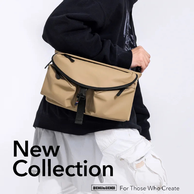 Lightweight PU Waterproof Crossbody Bag Stylish Street Commute Sling Qme