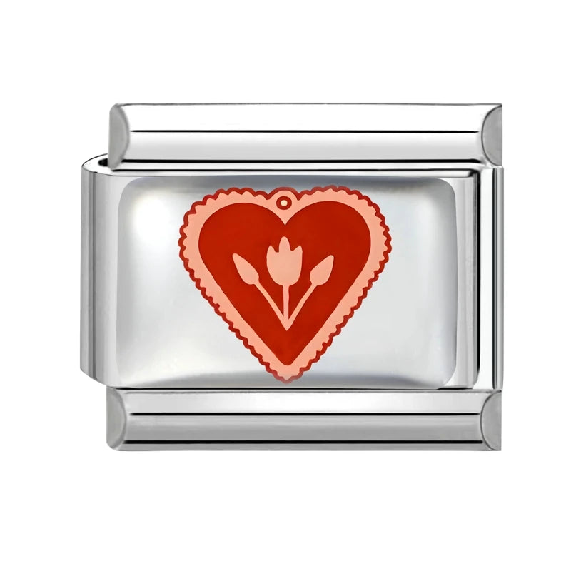 New Y2K Red Series Colorful Love Heart Gift Sun Star Italian Charm Link fit 9mm Stainless Steel Jewelry DIY Making Bracelet Gift Qme Style 25