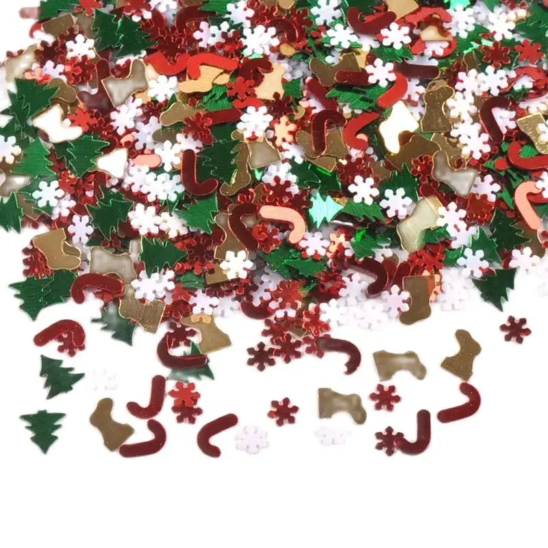20g 4.5-7.5mm Mini Christmas Tree Sock Snowflakes Confetti Tinfoil PVC Sequins For Xmas Party Table Decoration New Year c3763 Qme