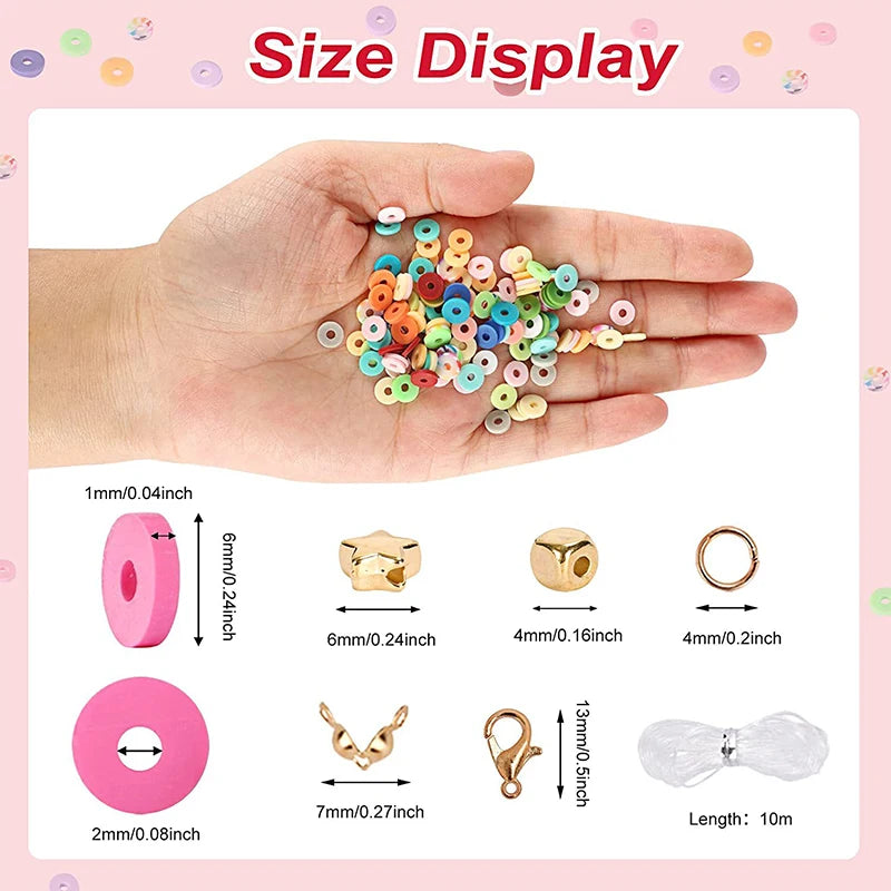 4800Pcs Clay Beads Kit 48 Colors Flat Round Polymer Clay Beads Friendship Bracelet Kit for DIY Jewelry Making Crafts Gift Qme
