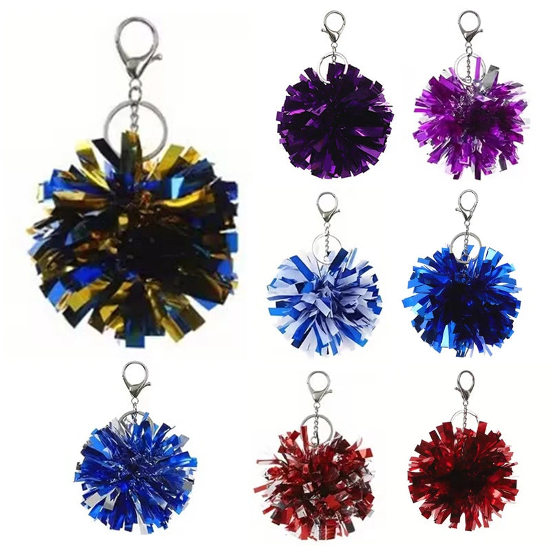 Colorful Cheer Pom Keychains Cheerleader Cheerleading Keyring Charm Qme