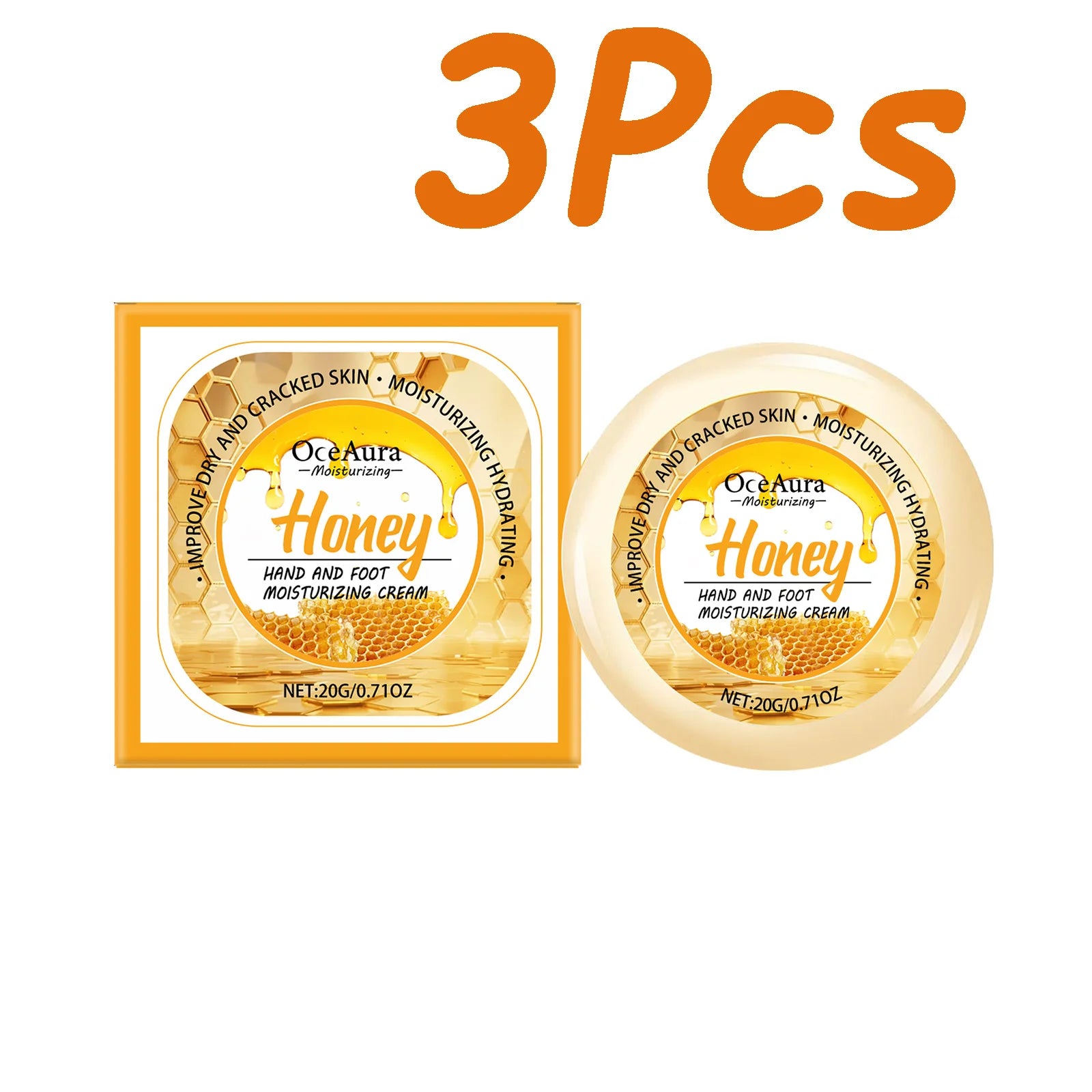 Honey Hand Foot Moisturizing Cream Nourishing Softens Cuticles Anti Dry Cracked Smooth Moisturizing Hand Foot Care Cream Qme 3 x 20g Boxed