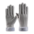 Autumn Winter Warm Suede Gloves Velvet Thickened Plush Decor Cuff Qme A3
