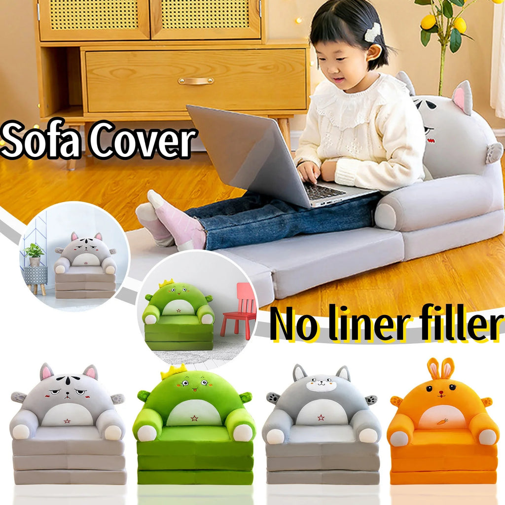 Children Sofa Cute Cartoon Massage Seat Cover Cartoon Lazy Sofa Flip Open Sofa Case Without Inner PP Cotton (Only Sofa Covers) Qme