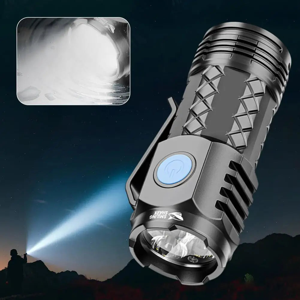 Type-C Rechargeable Waterproof Flashlight Adjustable Brightness Flash Light Super Bright Flashlight Powerful Handheld Flashlight Qme