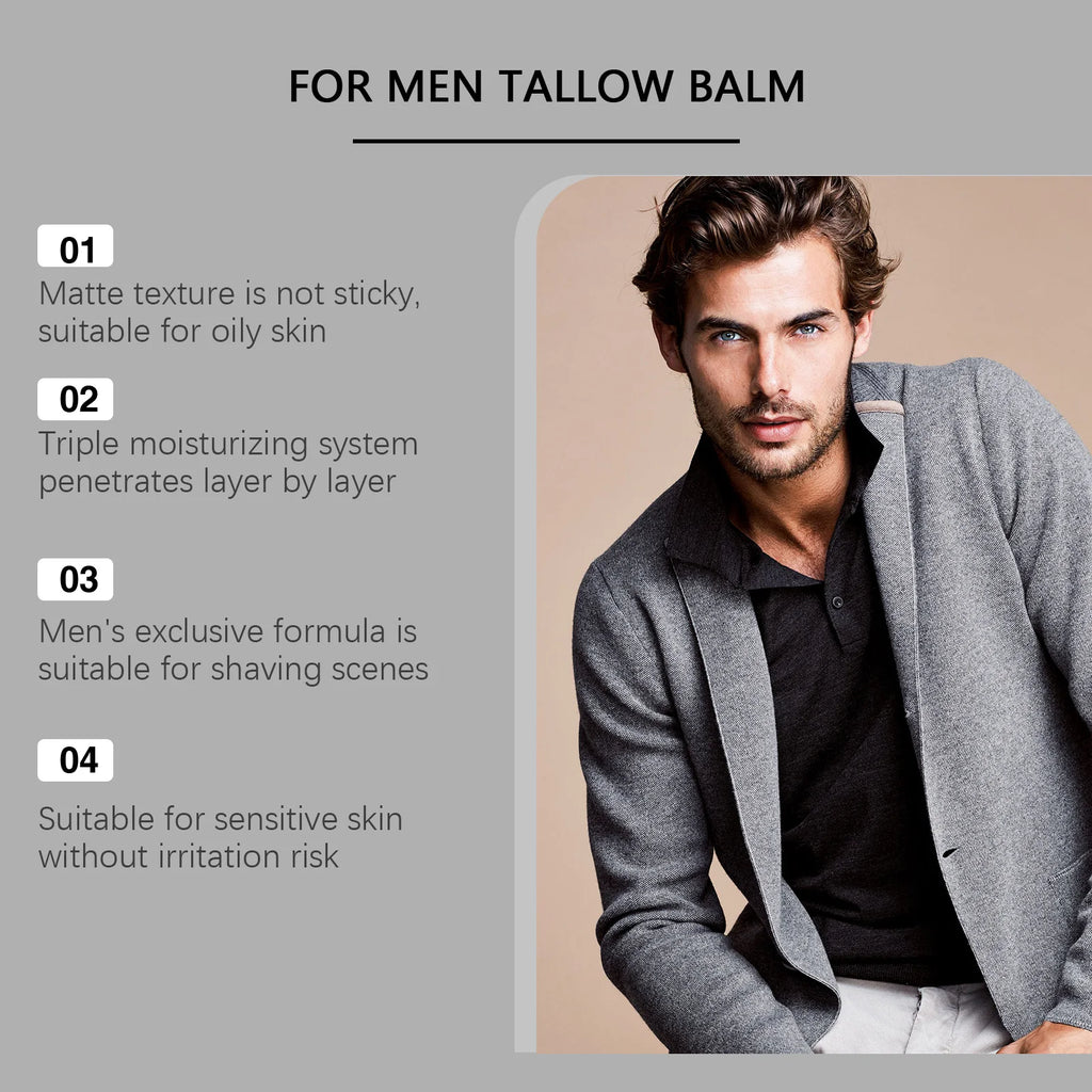 Men's Tallow Balm Firming Fade Fine Lines Anti Wrinkle Moisturizing Non-Greasy Brighten Skin Facial Care Skin Face Cream Qme