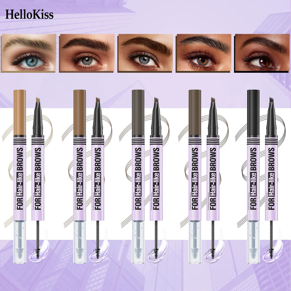 1PC Double-Ended Waterproof Eyebrow Pencil - Non-Fading, Precise Application for Long-Lasting Brow Makeup Qme