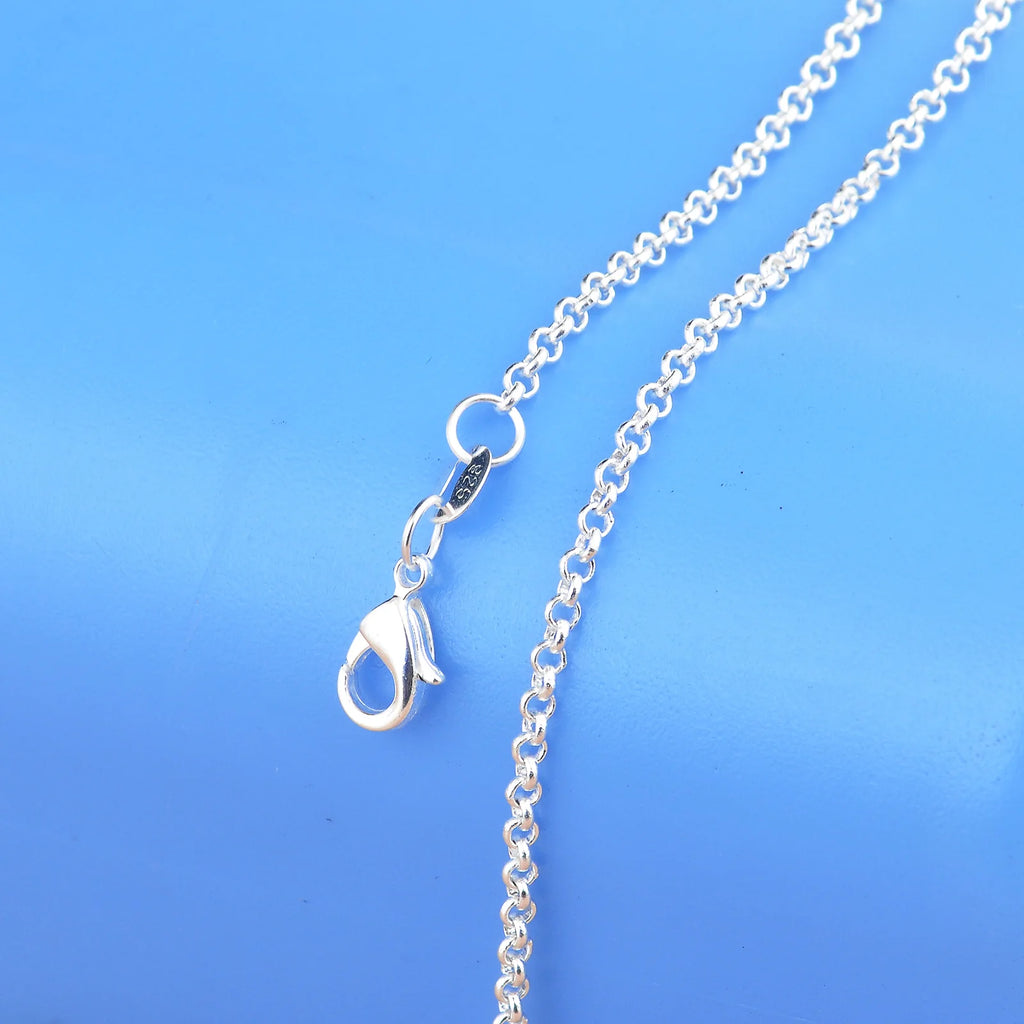 10PCS Wholesale Pure 925 Sterling Silver Color Charm Link Chain Necklace Jewelry with Strong Smooth Lobster Clasps 16-30 Inch Qme