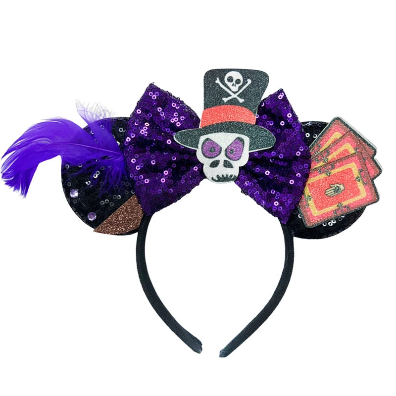 Skull Crossbones Pirate Mickey Mouse Ear Headband Women Adult Cosplay Halloween Hairband Festival Party Cosplay Hair Accessories Qme Headband 5