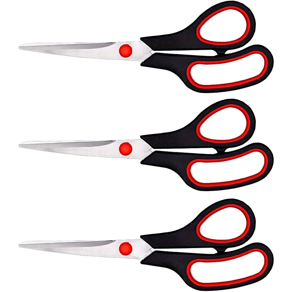 8.5-inch Multipurpose Non-Stick Scissors, Sharp Stainless Steel Blades for Home, Office, Sewing, Gardening, and Crafting Qme 3pcs