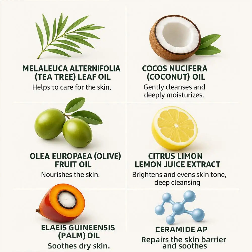 Natural Tea Tree Oil Soap Deep Pore Cleansing Nourishing Soaps Bar Qme