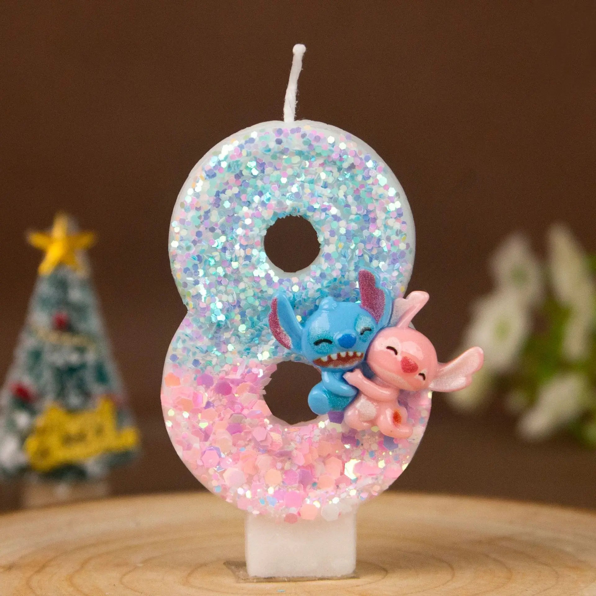 Stitch and Lilo Couple-Themed Number Candles Creative “Hugging” Candles for Birthday Cakes Festive Candles Qme 8