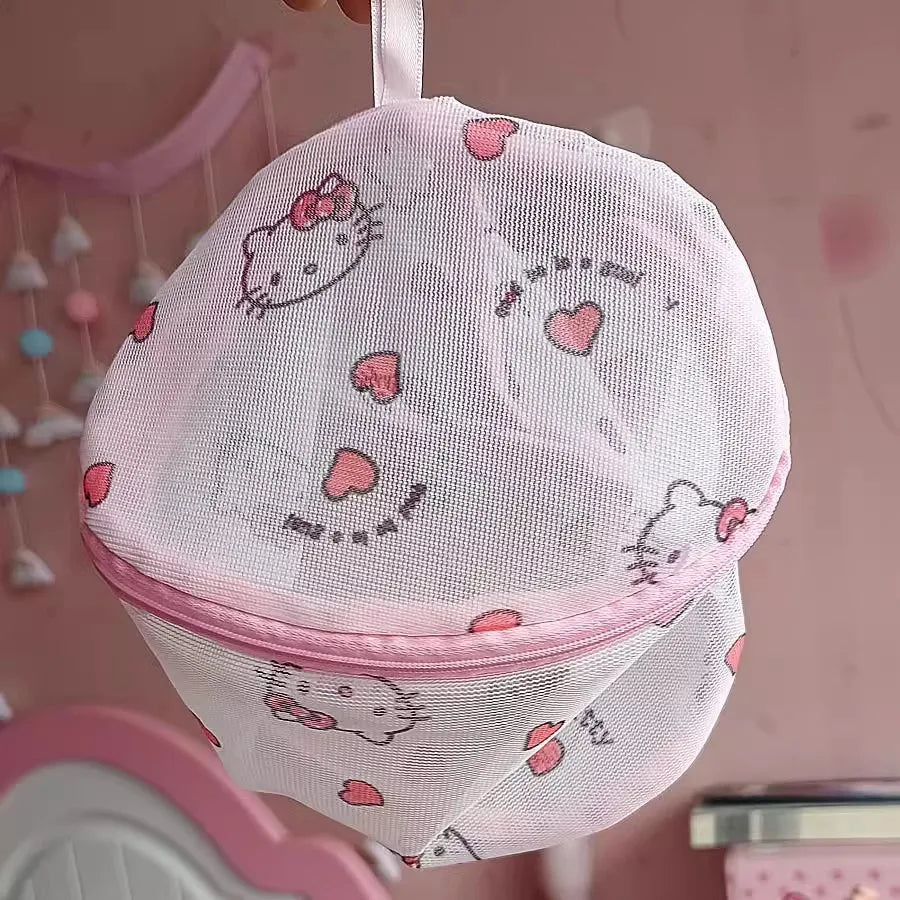 Hello Kitty Cartoon Mesh Bra Laundry Bag Laundry Basket Lingerie Mesh Bag Mesh Laundry Bag to Prevent Deformation Qme 3