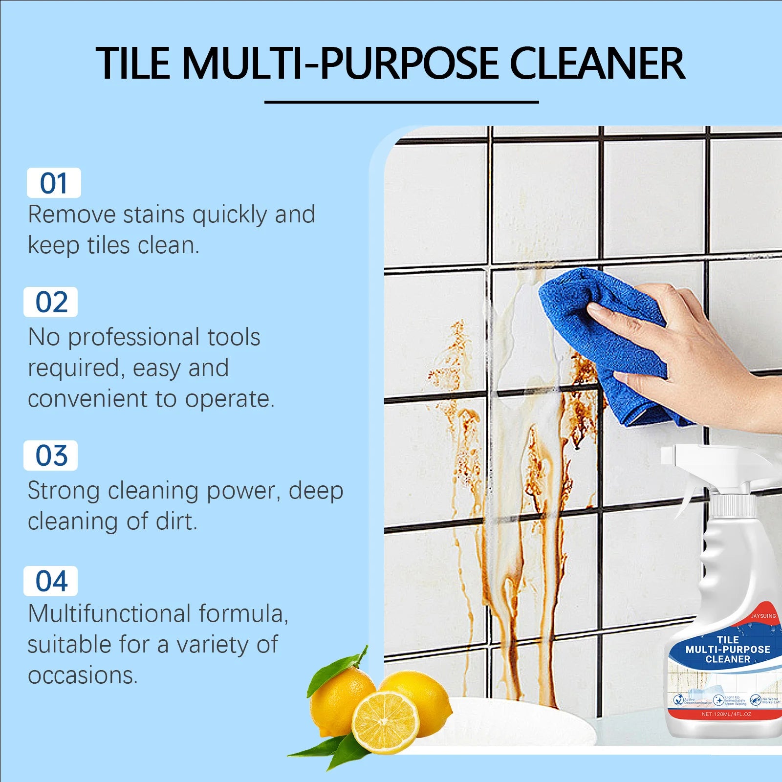 Ceramic Tile Cleaner Floor Wall Tile Polishing Maintenance Scratches Removal Brightening Toilet Descaling Tile Cleaning Spray Qme