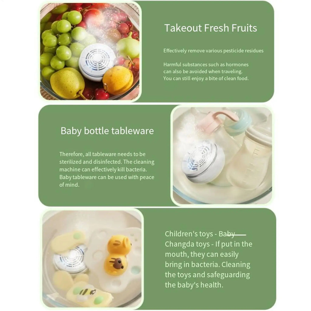Fruit Washing Machine Food Purifier 4 Modes Waterproof Cleaning Machine Electrolysis Fruit Vegetable Cleaner For Home Kitchen Qme