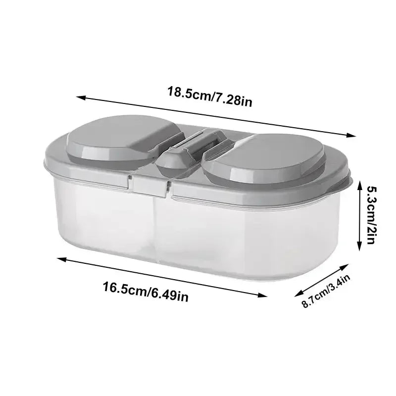 Double-compartment Airtight Food Storage Container Lid Plastic Flip Qme Grey