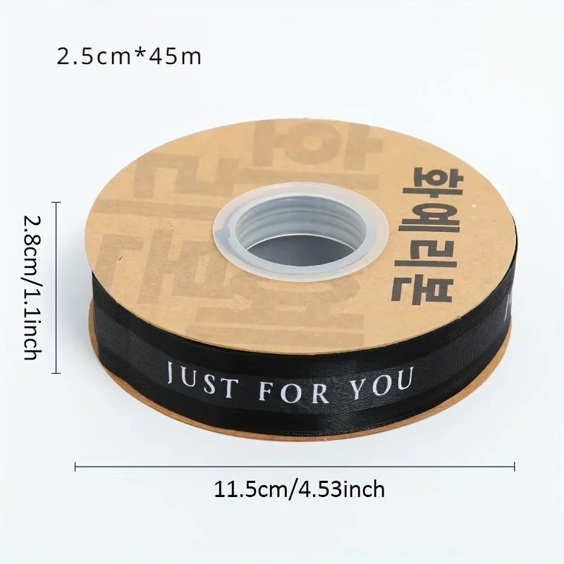 1pc, "just For You" English Snow Yarn Ribbon Gift Snow Yarn Colorful Silk Baking Cake Packaging With Webbing Florist Material Qme
