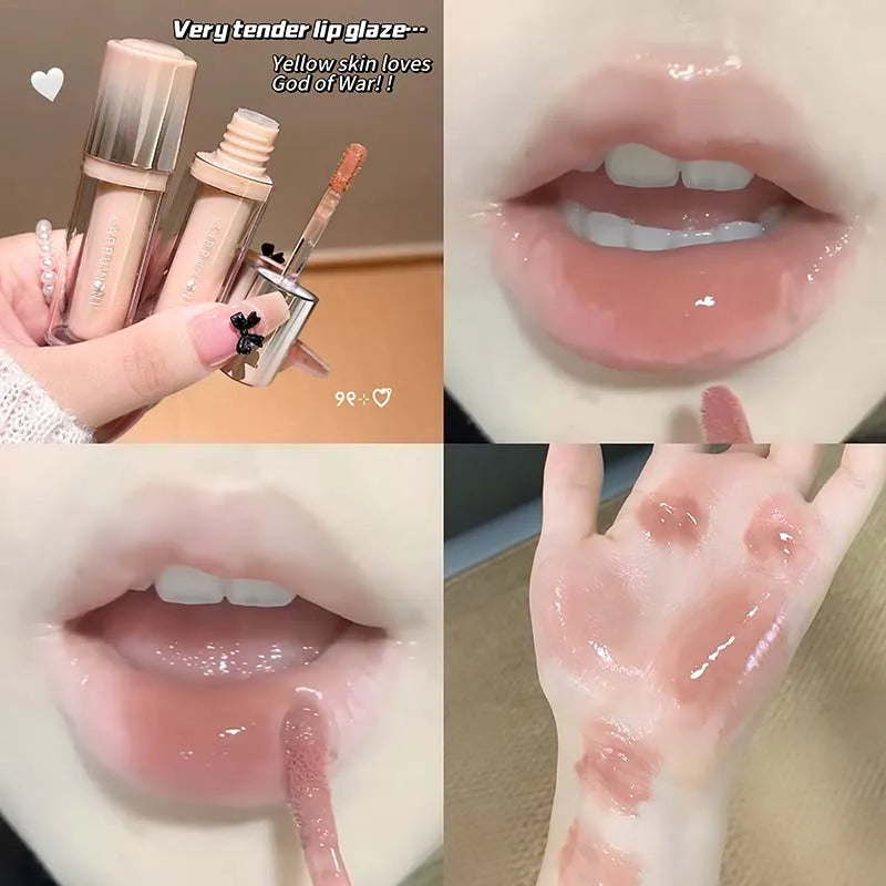 Strawberry Lip Gloss Glass Mirror Shine Lip Tint Hydrating Long Lasting Lip Makeup Non-Sticky Water Glossy Liquid Lipsticks Qme 12
