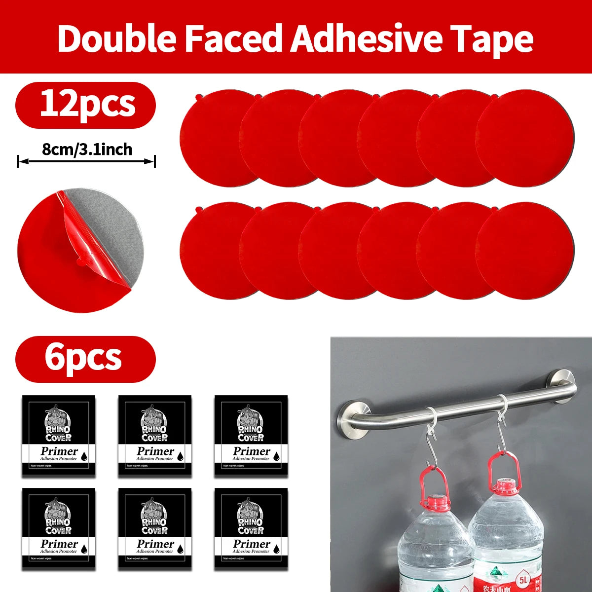 Extra Strong Sticky Adhesive Sticker Pads for Car Dashboard Suction Cup Mounts, Durable Mounting Double-Sided Circle Tape Qme 12pcs 1mm