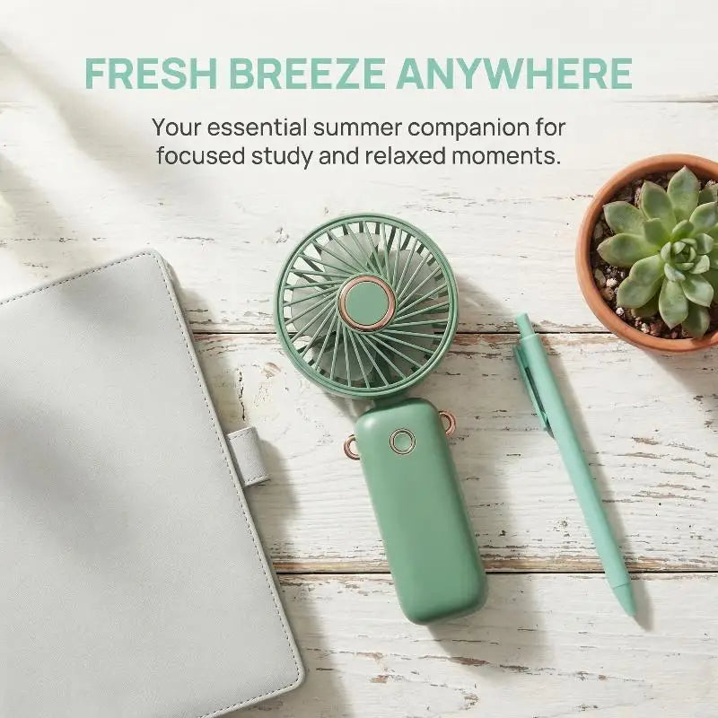 Portable Handheld Mini Fan Foldable Neck Hanging Fans 5 Speed USB Qme