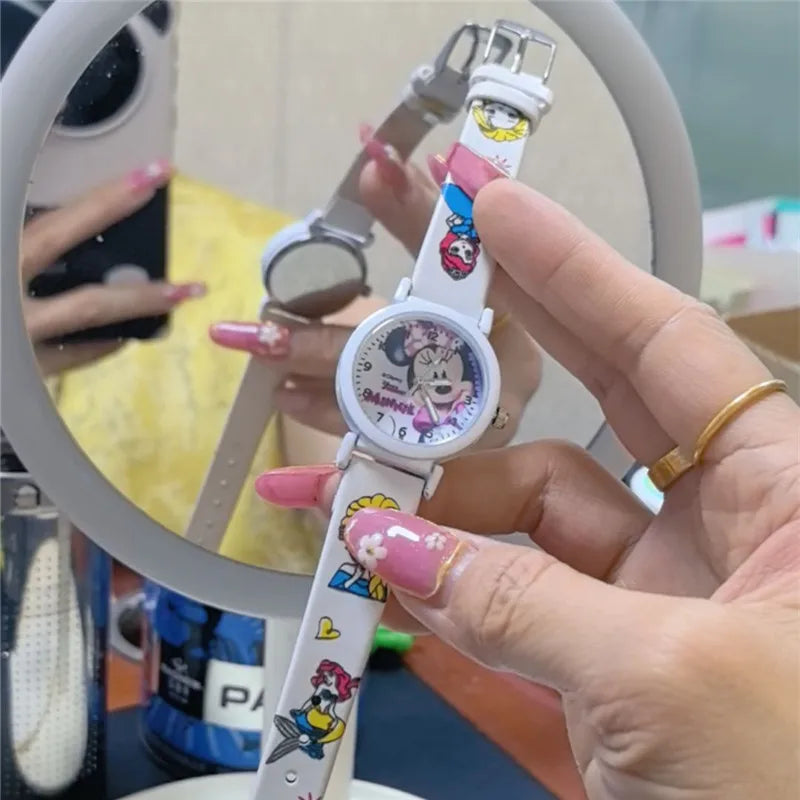 Mickey and Minnie Mouse Cartoon Watches Cute, Korean-Style, Kawaii Watches for Students to Learn Numbers and Tell Time Qme 4