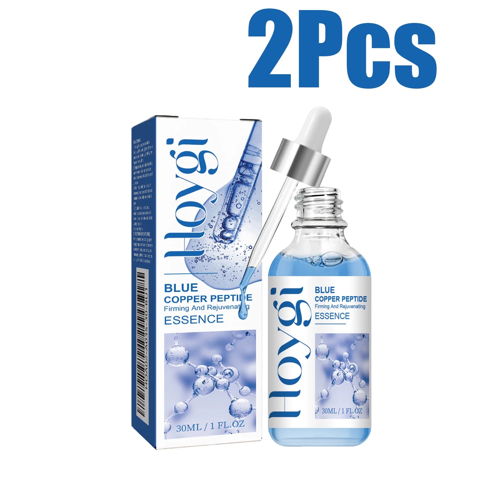 Blue Copper Peptide Firming Essence Skin Tightening Rejuvenating Hydrating Firming Face Serum Improves Texture Fast Absorbing Qme 2 x 30ml Boxed