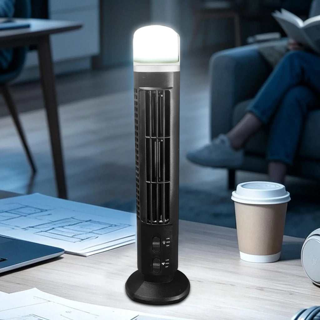 Tower Fan for Bedroom 2-Speed Quiet USB/Battery with Nightlight Portable High Velocity Tower Fan for Bedside Living Room Kitchen Qme
