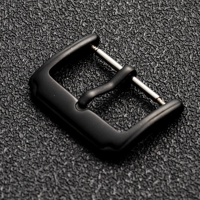Watch Belt Buckle Stainless Steel Buckle Watch Accessories Fit Leather Belt Watch Watch Parts Stainless Steel Pin Buckle DIY Qme Black-18mm