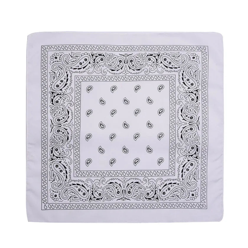 Fashion Hip Hop Bandana Kerchief Unisex Black Hair Band Neck Scarf Qme WHITE 55CM-55CM