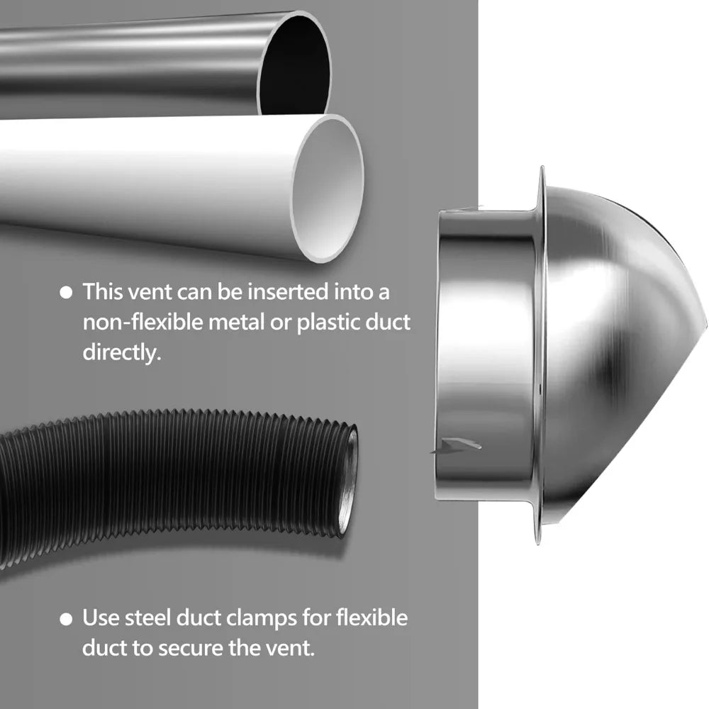 Stainless Steel Vent Ducting Ventilation Exhaust Grille Cover 100/150mm Round Waterproof Heating Cooling Air Ceiling Vents Cap ﻿ Qme