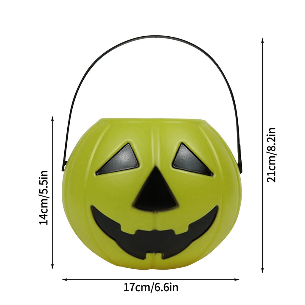 Halloween Multi-color Pumpkin Bucket Portable Plastic Candy Basket Trick Or Treat Kids Gift Packaging Halloween Party Ornament Qme