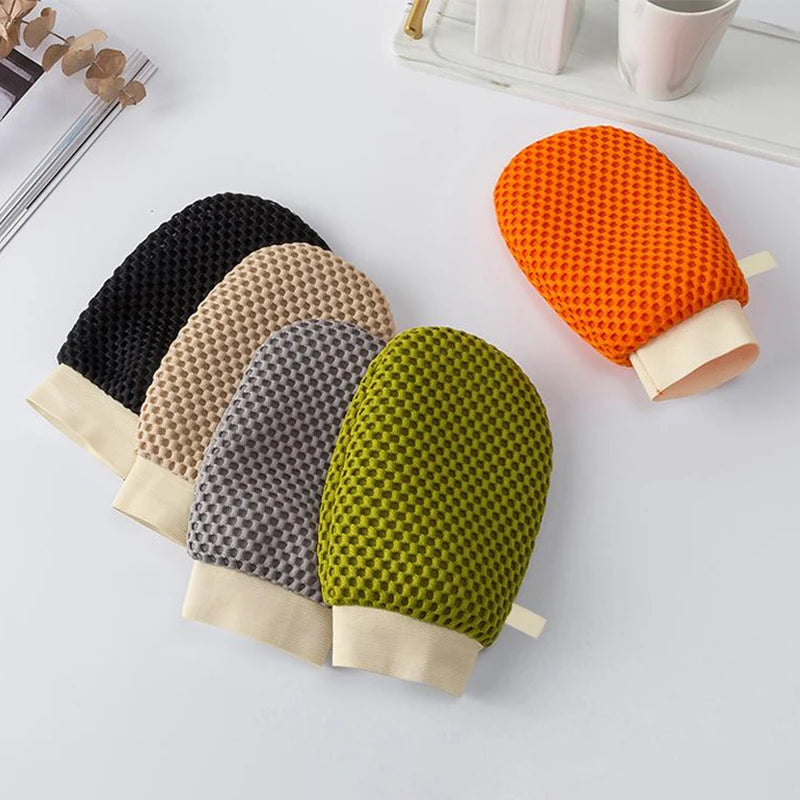 2-in-1 Bath Loofah Glove Double-sided Exfoliating Lathering Tool Soap Qme