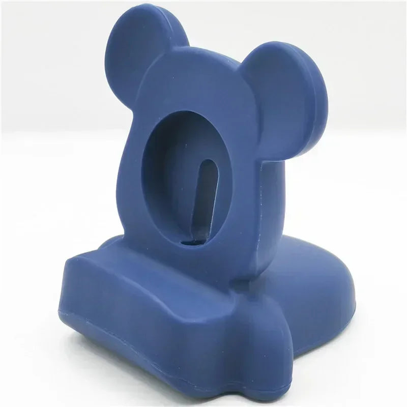 Desktop stand for Apple Watch Series 10 9 8 7 6 SE 5 and 4 iWatch silicone charger 46mm 44mm 42mm 41mm 40mm Watch charging stand Qme 02-Dark Blue