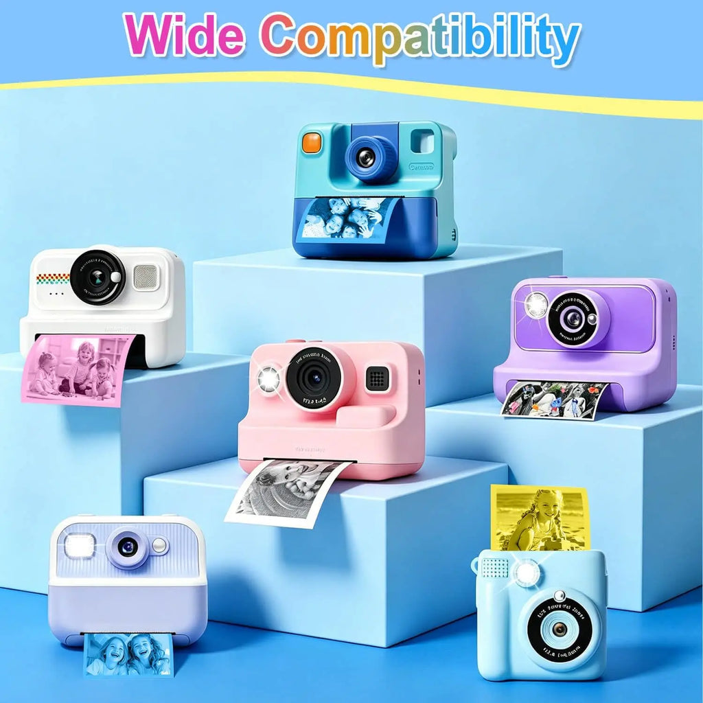 Kids Camera Paper Roll, Kids Instant Refill Paper, 4 Color Portable Thermal Printing Camera Photo Paper Rolls 57*25mm Qme