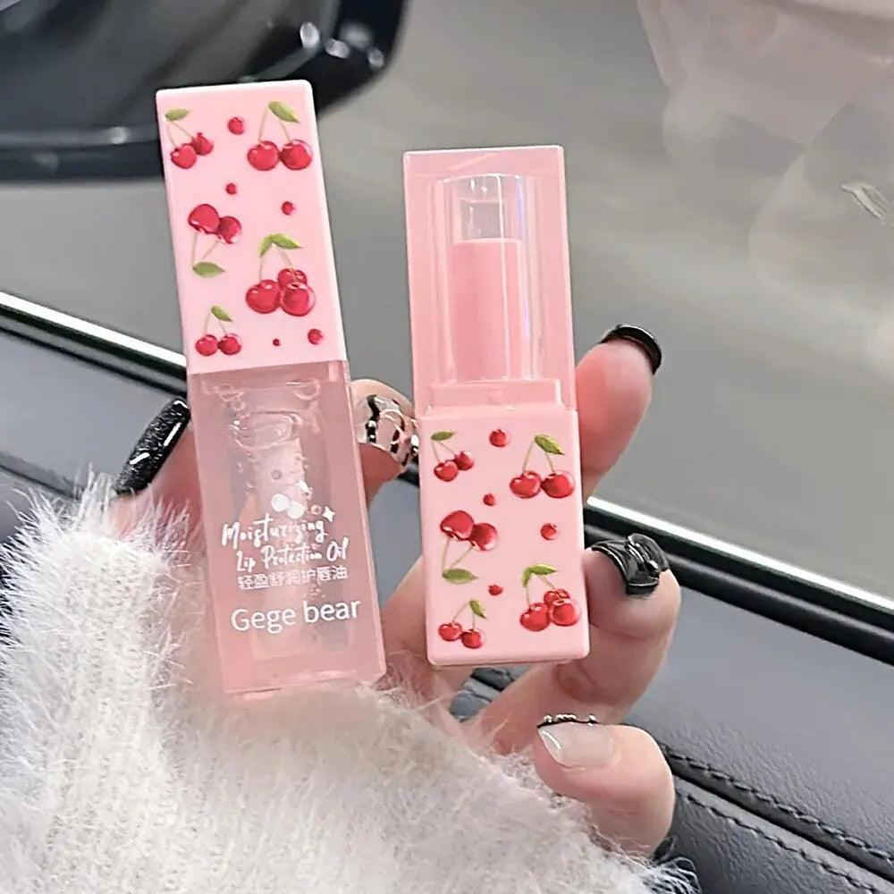 Cherry Hydrating Lip Balm Oil Gege Bear Light Moisturizing Soothing Qme