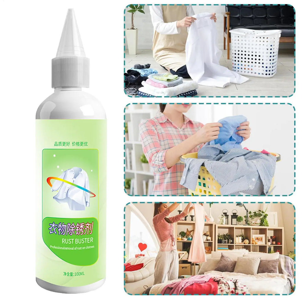 Rust Remover for Clothes 100ml Safe Portable Fabric Rust Cleaner for White Clothes Garments Denim Jeans Bag Washable Textiles Qme